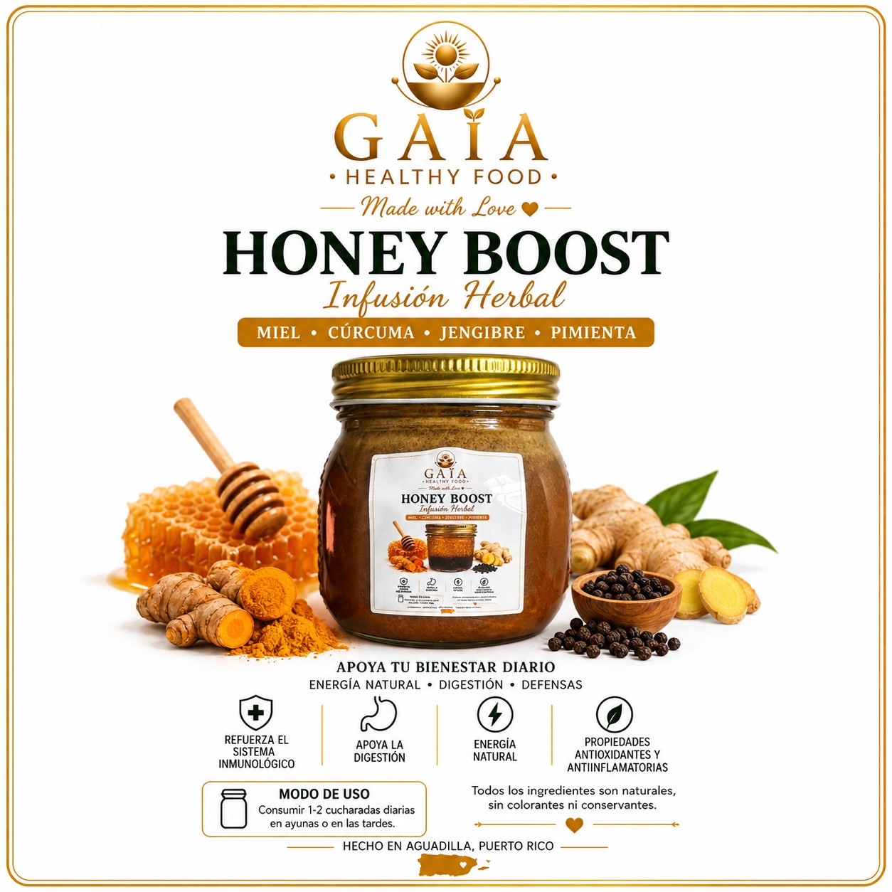 Honey Boost, preparación herbal en miel de GAIA